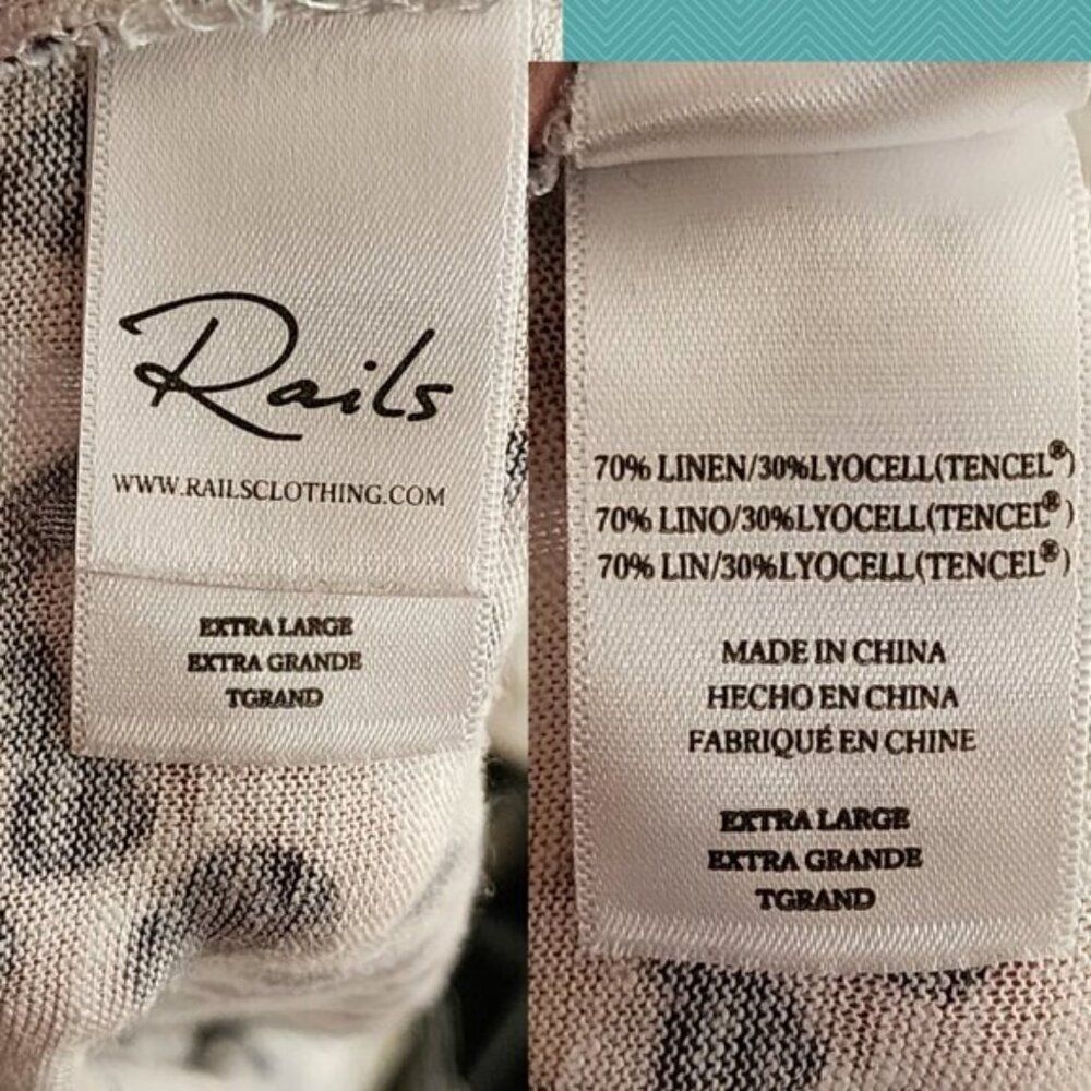 Rails White Leopard Print Linen Tencel V-Neck Tee - image 4